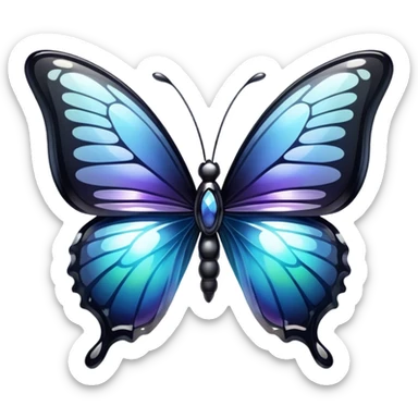 Glossy shiny iridescent transparent gradient Obsidian glass crystal butterfly sticker