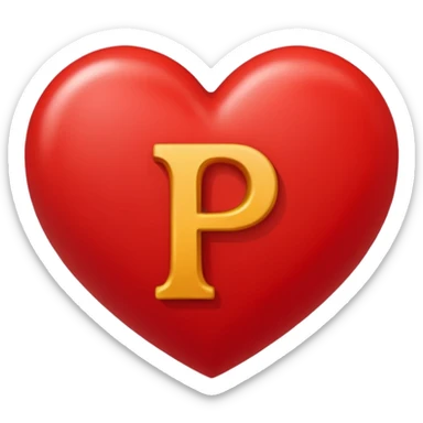 Una letra p dentro de un corazón rojo sticker