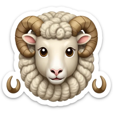 Ram with twisted horns and big wide open eyed sticker