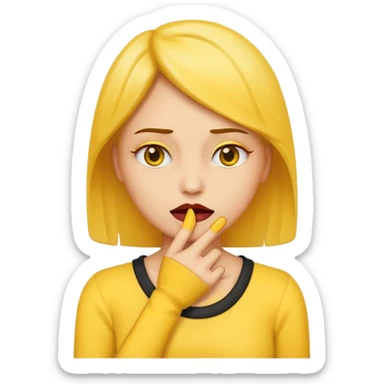 A emoji woman with her hand on her throat sticker
