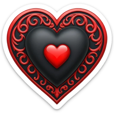 Can you make a heart with a gothic design, I want black and blood red colors . In the middle of the heart there should be the letter I sticker