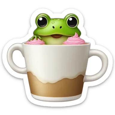 Frog drink coffe with cupcakes sticker