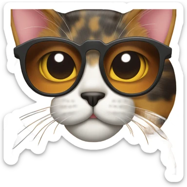 Tortoiseshell cat with sunglasses sticker