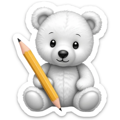 White teddy bear writing  sticker