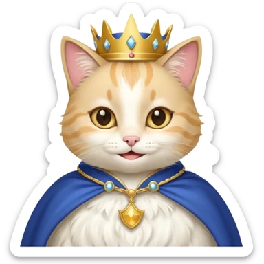 princess cat, smiling, with a royal cape sticker