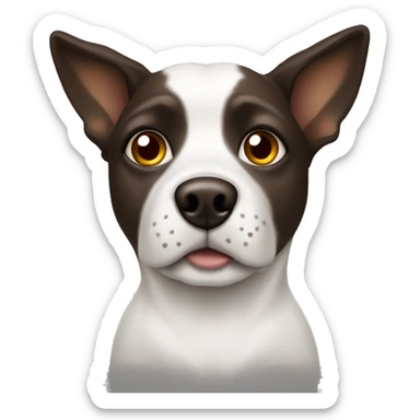 White dog with dark brown patches covering both eyes and pointy ears sticker