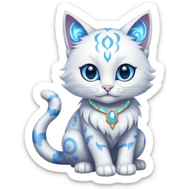 Magical Celestial Lunar-powered Fantasy Feline with lunar markings (full body) sticker