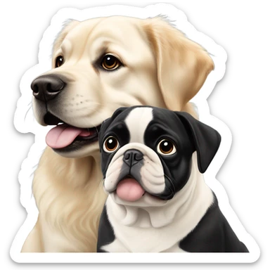 English cream golden retriever and an oreo colored frenchie as best friends sticker