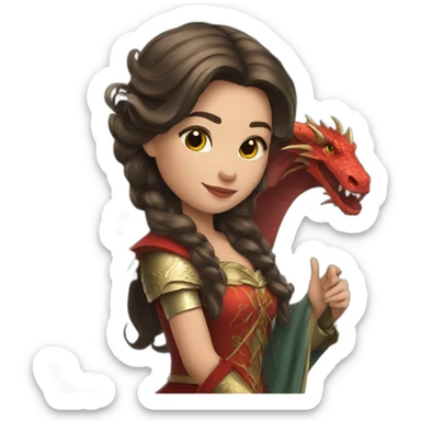 Brunette princess with dragon sticker