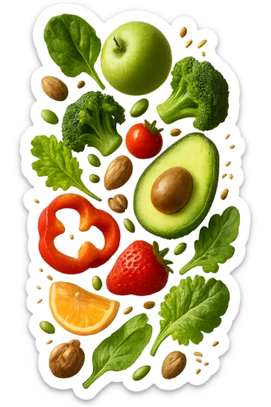 CIBO SANO CHE CADE VERTICALMENTE DALL'ALTO, IPERREALISTICO DALL'ALTO sticker