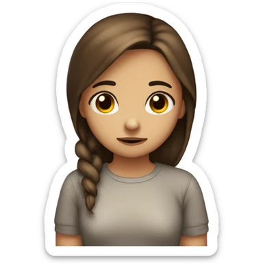 sad girl reaching for a hug brown hair brown eyes sticker