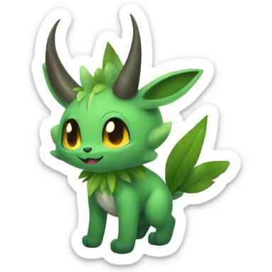 Anthro Shy Shiny Leaf-Grass-Type Fakémon-Sona With Horns Full Body sticker