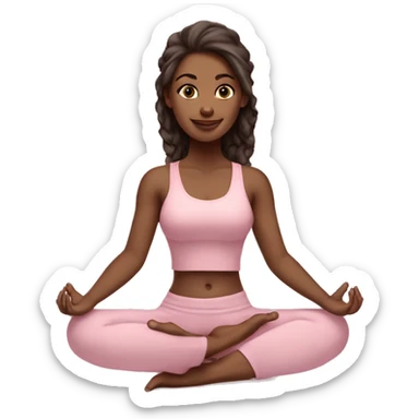 Brunnete yoga girl light pink clothes n sticker