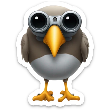 bird holding binoculars watching in the distance portrait sticker
