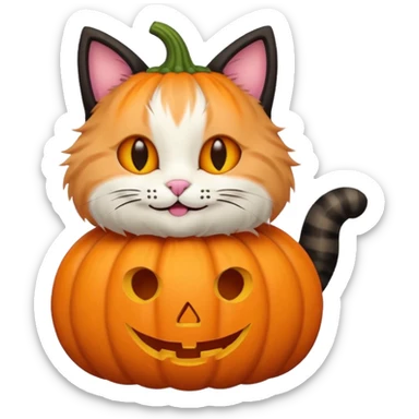 pastel halloween cat with pumpkin sticker