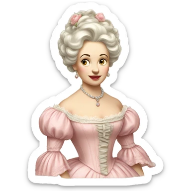 vintage rococo white woman in a light pink gown  sticker