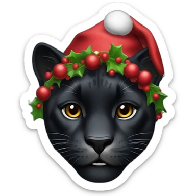 black panther in christmas sticker