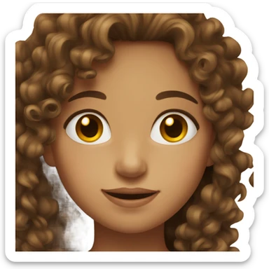 Girl with brown curly hair and brown eyes  sticker