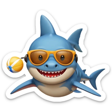Shark with sunglasses at the beach  sticker