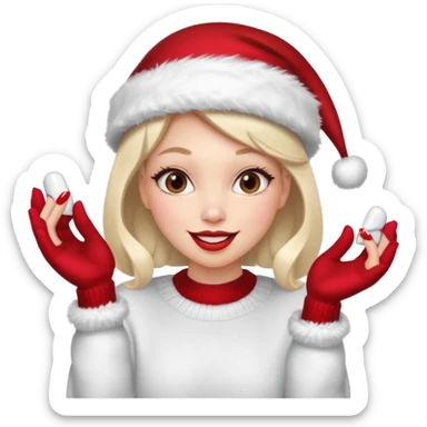 Sassy, cunty, girly Santa with big lips, fake nails, and a sweater, and a santa hat sticker