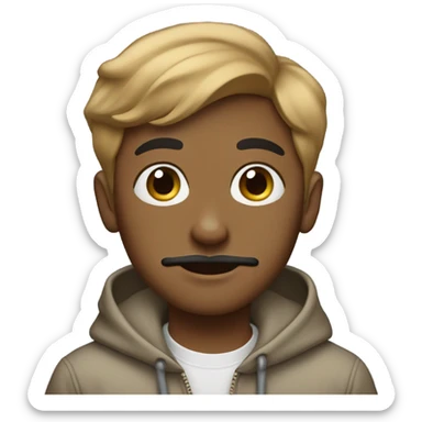 Light Brown-skinned boy with beautiful and a moustache hair and with earrings wearing sweat-shirt sticker