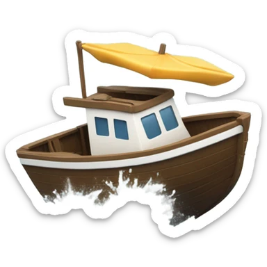 a boat crashing onto the shore sticker