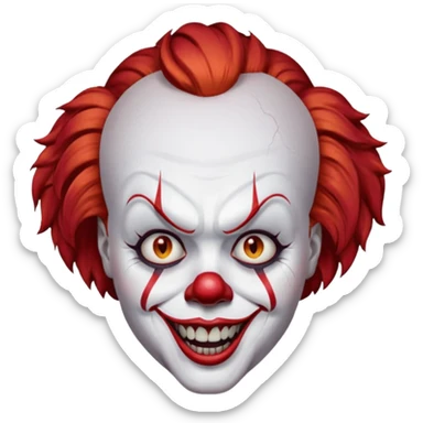 create a scary pennywise clown with cracks on his forehead sticker
