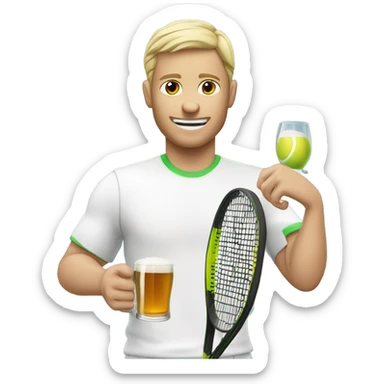 White skinned tennis player drinking beers sticker
