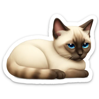 fluffy siamese cat curled up sleeping sticker