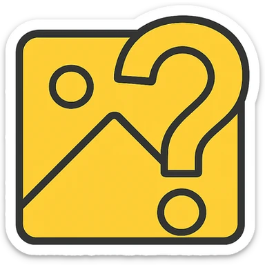minimal icon style image placeholder emoji, yellow color, large question mark overlay sticker