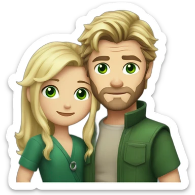 Chris hemsworth and blond girl green eyes hugging sticker