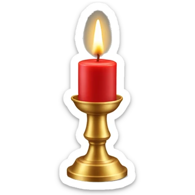 Red candle with gold holder sticker