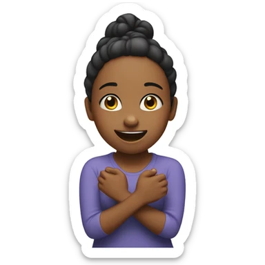 Girl so excited she is rubbing her hands together  sticker