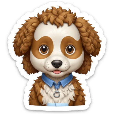 curly dog with shirt sticker