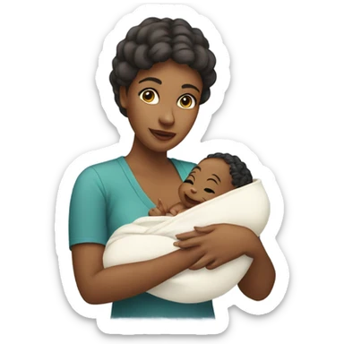 a mother holding her newborn baby sticker