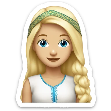 Blond girl blue eyes with moroccan boy sticker