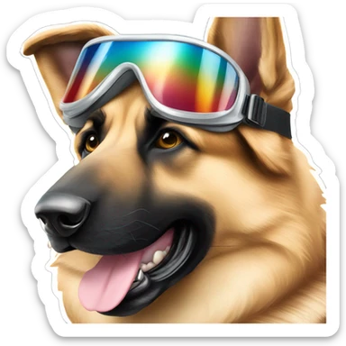 German shepard add silver ski googles  sticker