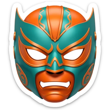 teal and orange luchador mask sticker