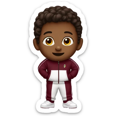 Boy in burgundy ￼tracksuit sticker