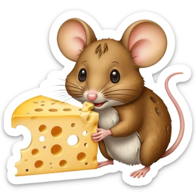 mouse eating a piece of cheese sticker