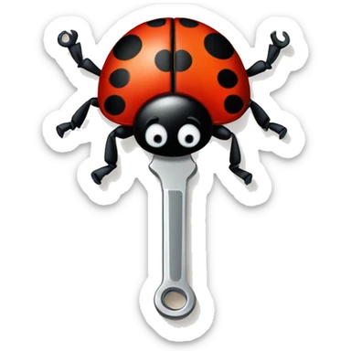 create a vector base Lady Beetle Emoji with a wrench  sticker