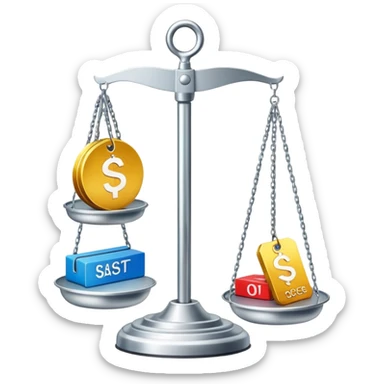 scale balancing different price tags sticker