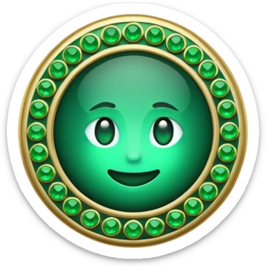 Create a custom emoji badge featuring a stylized, letter “S”. Theme it according to the Emerald rank from League of Legends. Use deep green gemstones, bright emerald glows, and polished metallic framing. Luxurious and clean.
 sticker