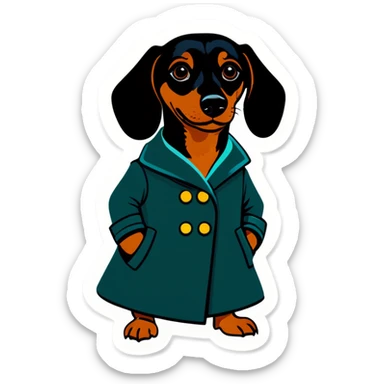 Dachshund in coat sticker
