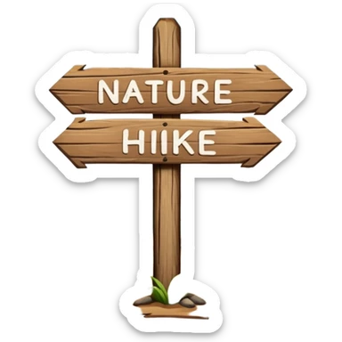 wooden nature park hike trail sign sticker