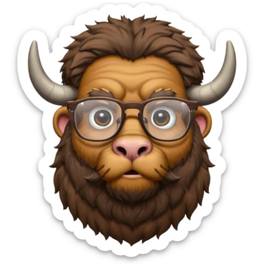 bearded buffalo with shirt and glasses sticker