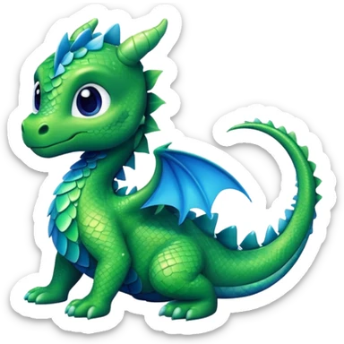 Cute baby dragon, snowflakes sticker
