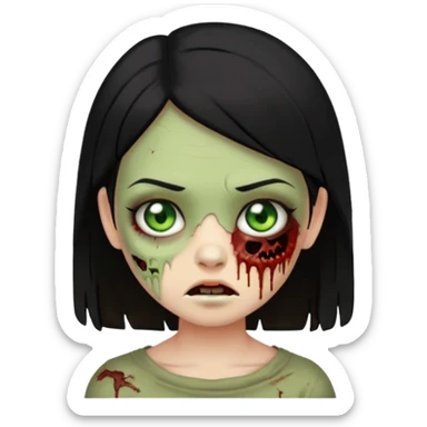 franjinha, zombie, emoji, menina, cabelo preto sticker