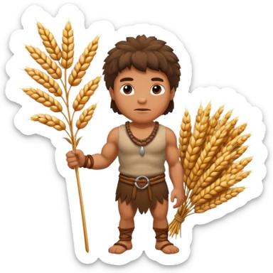 Stone age man  with Wheat Bundle sticker