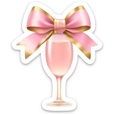 Pink champagne with gold bow sticker